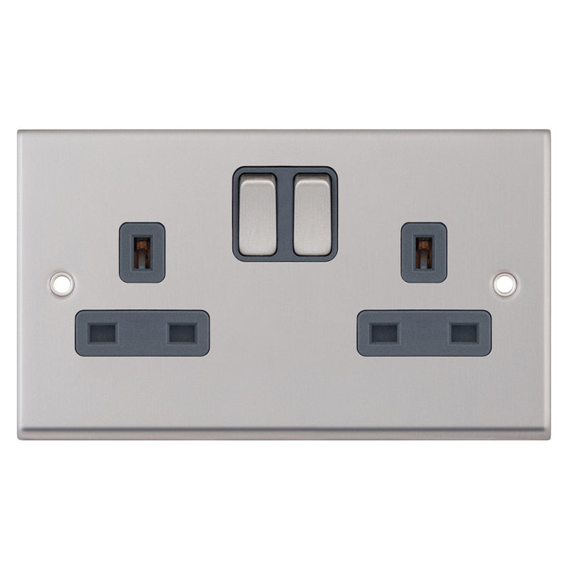 13A 2G Switched Socket Grey
