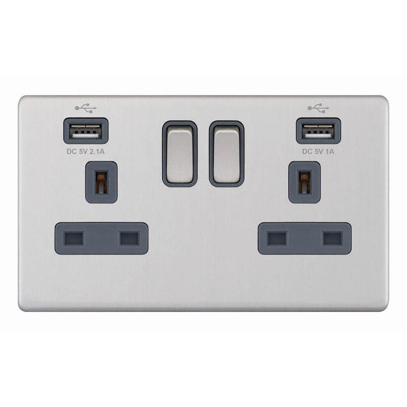 13A 2 Gang USB-C Switched Sockets
