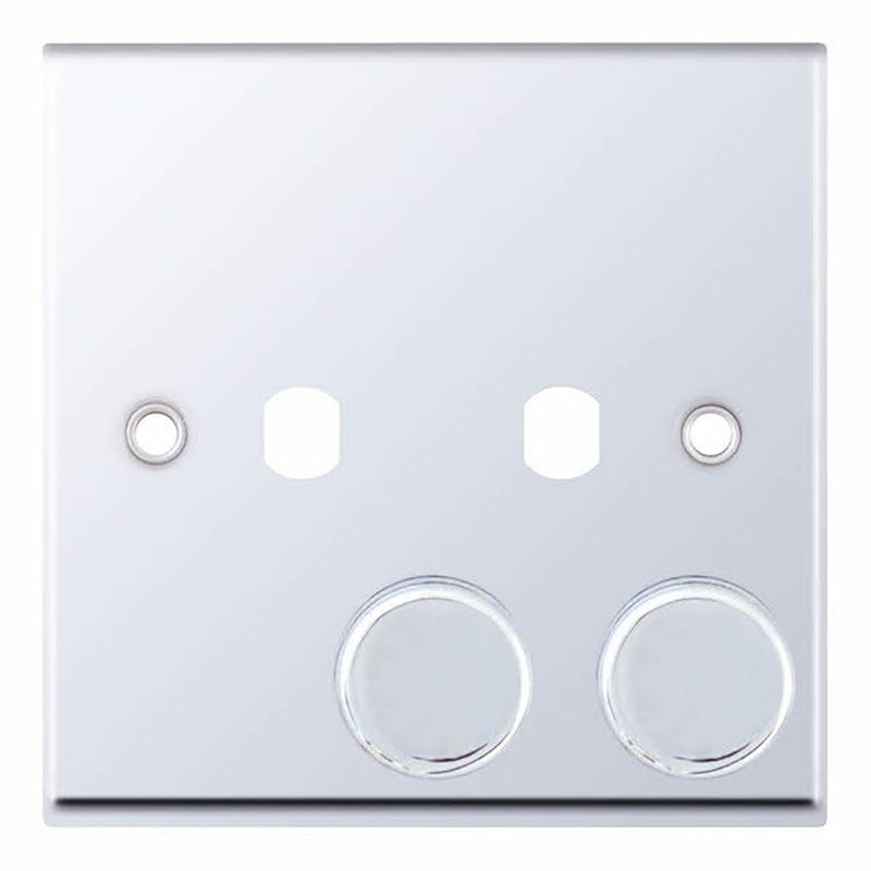 2 Aperture Empty Dimmer Plate with Knobs – Polished Chrome