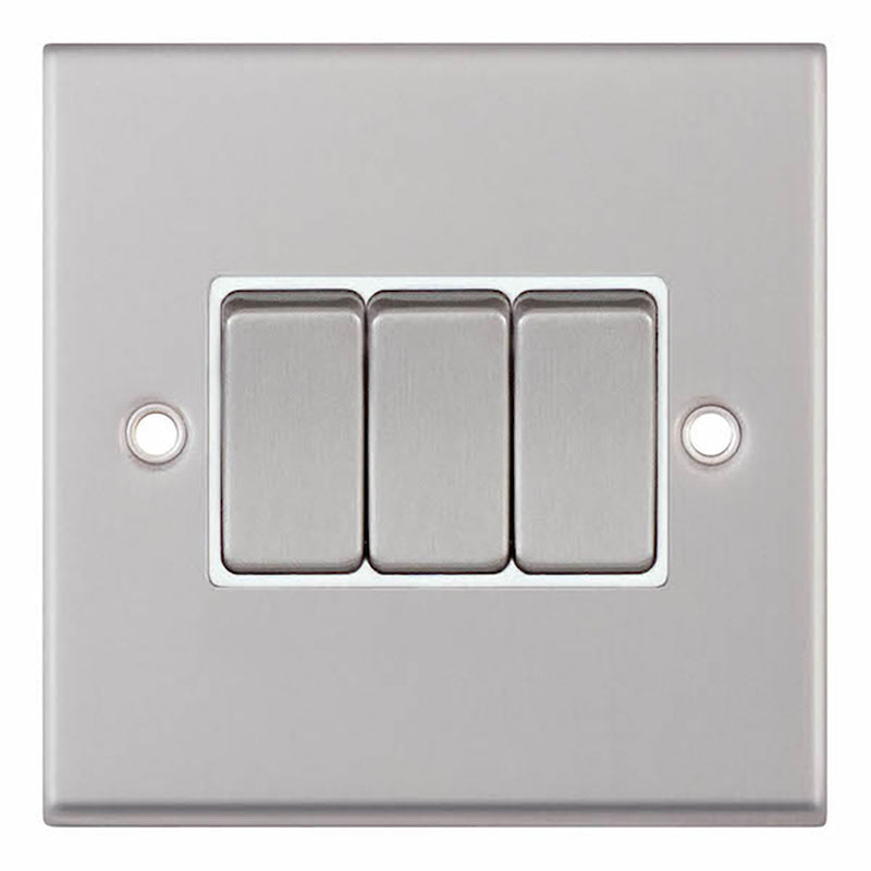 10 Amp Plate Switch – 3 Gang 2 Way White
