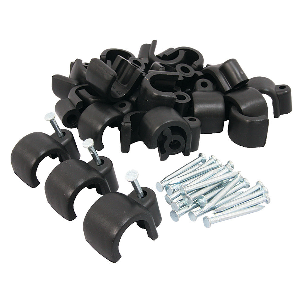 Round Cable Clips, 12mm, Black - Pro Elec