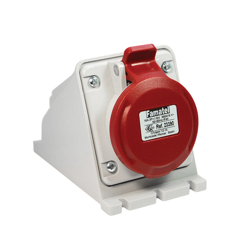 16A 415V 3P+E Red BS4343 IP44 Weatherproof Industrial Surface Socket