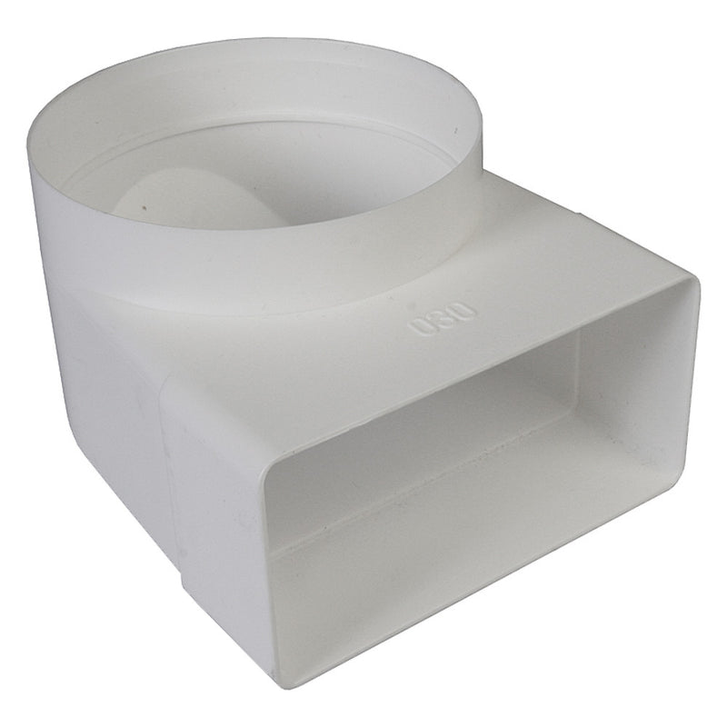 Round to Flat Ducting Elbow Connector - White