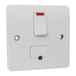 MK Logic Plus Switched Connection Unit & Flex Outlet with Neon - White