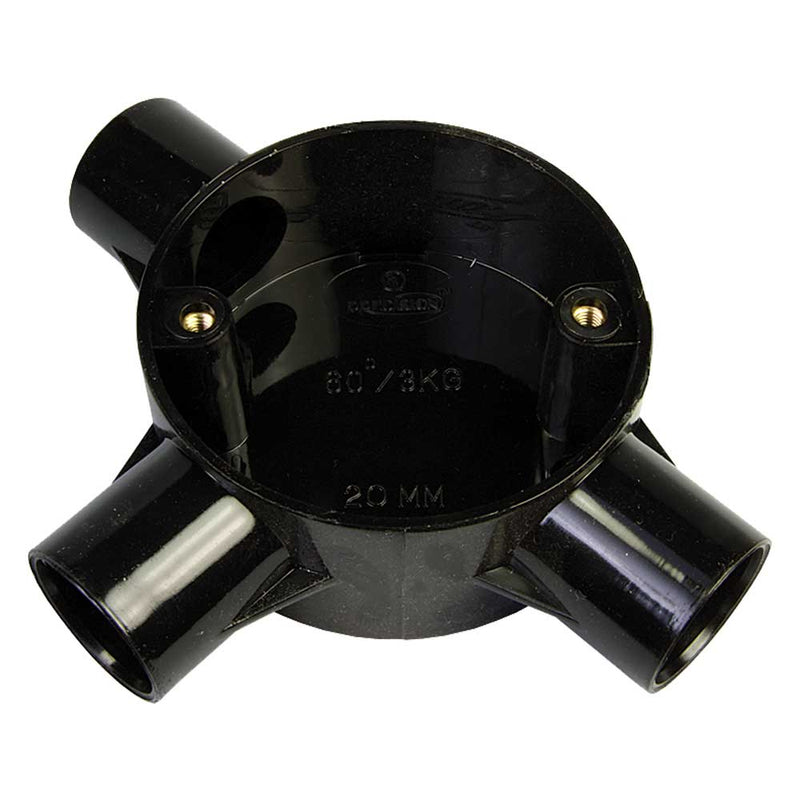 PVC Conduit Tee Box 20mm - Black