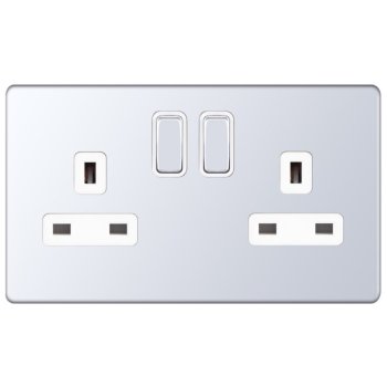 13A 2 GANG DP SWITCH SOCKET POLISHED CHROME SCREWLESS