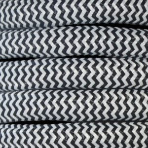 3 CORE 0.75MM BLACK & WHITE BRAIDED PER M