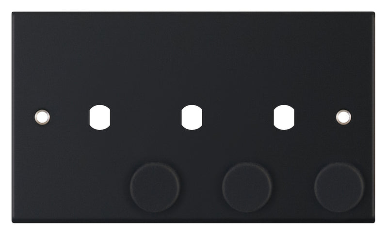 M/BLK 3G DIMMER PLATE W/KNOBS