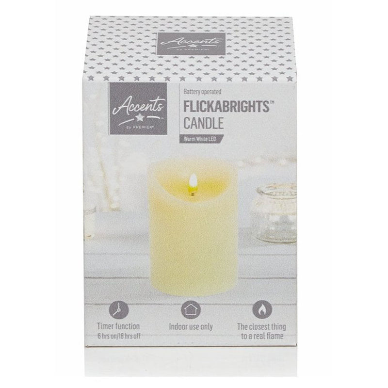13cm Cream Flickabright LED Candle with Timer