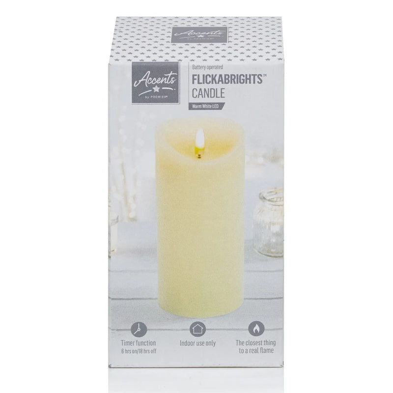 18cm Cream Flickabright LED Candle with Timer