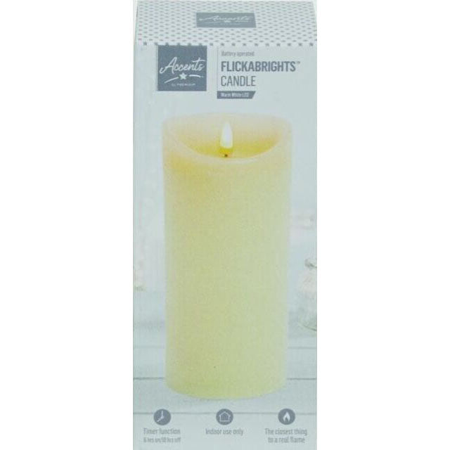 23cm Cream Flickabright LED Candle with Timer