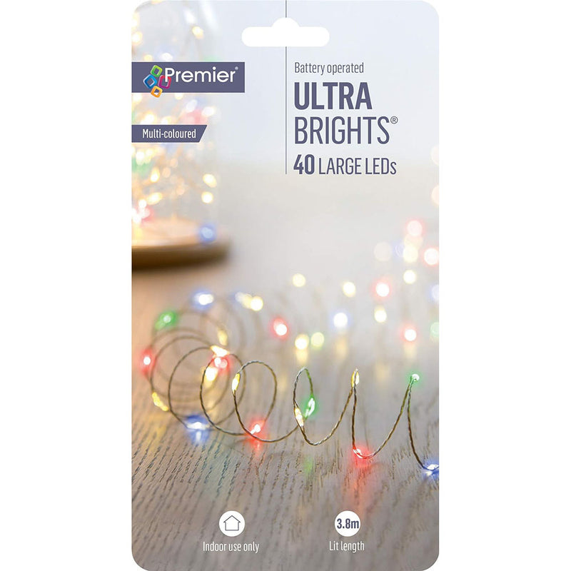 40 LED Battery Operted Ultra Brights - Multi-Coloured