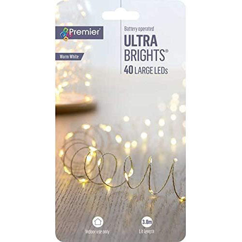 40 LED Battery Operated Ultra Brights - Warm White