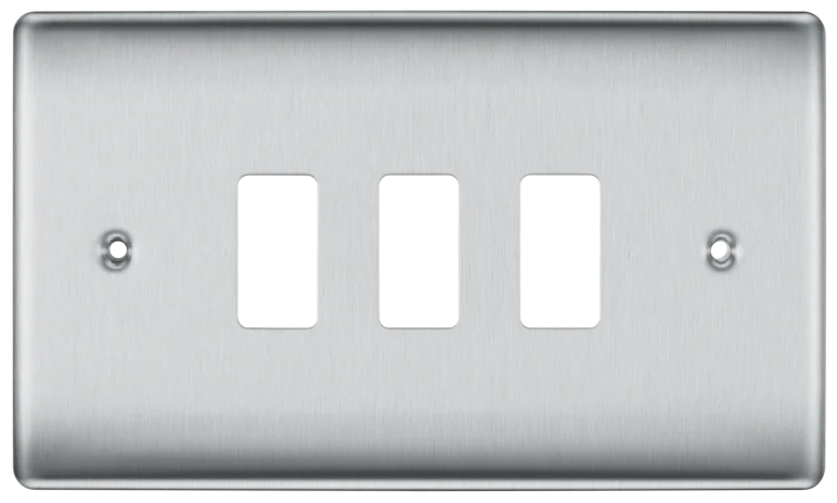 2GANG 3MODULE GRID PLATE S/ST