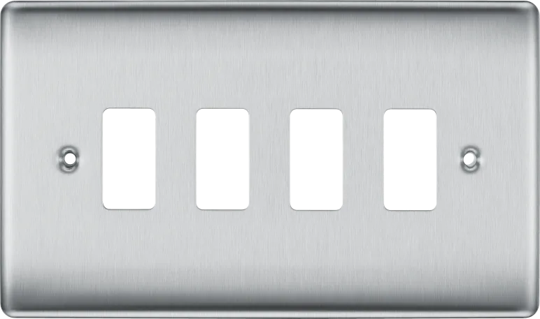 2GANG 4MODULE GRID PLATE B/ST