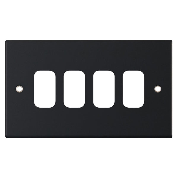 4GANG GRID PLATE MATT BLACK