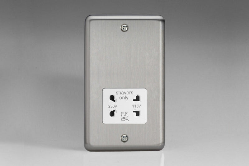 Shaver Socket B/Chrome White