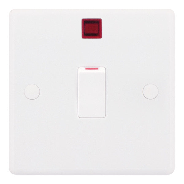 Slimline 20a Double pole switch with Neon+Flex outlet