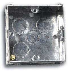 Single Galvanised Metal Recessed Pattress Knockout Back Box - 25mm