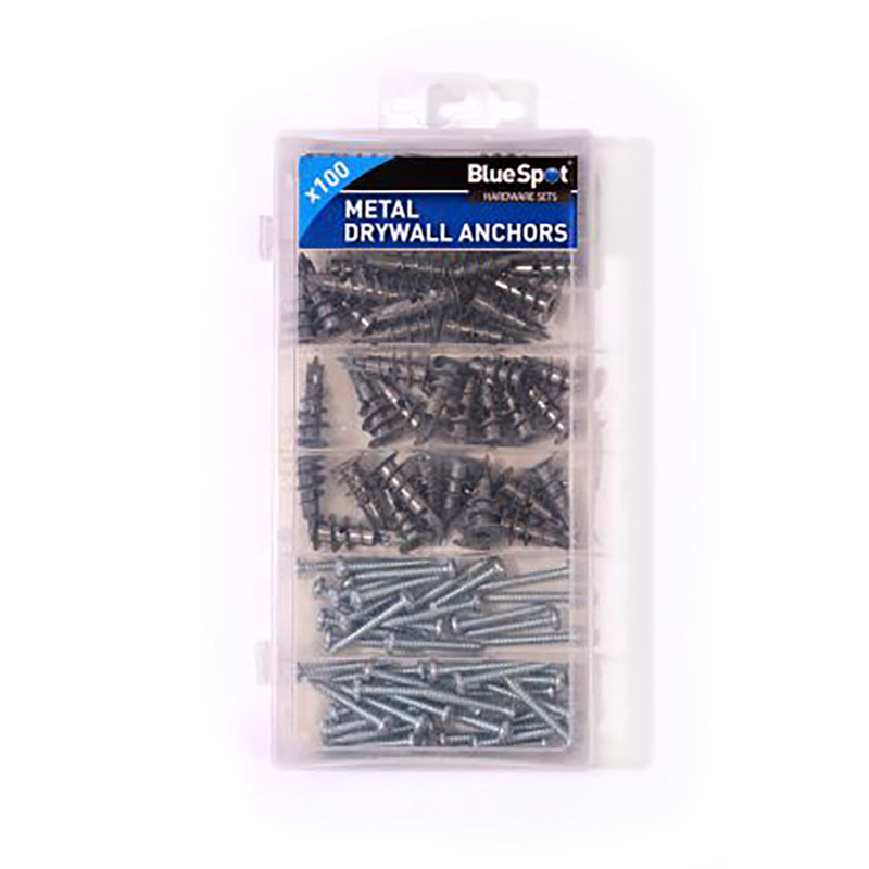 100 Pce Assorted Metal Drywall Anchor and Screw Set