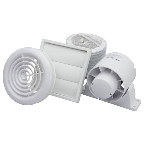 Aura™ 4 inch Shower Fan Complete Kit C/w Ducting,Grille
