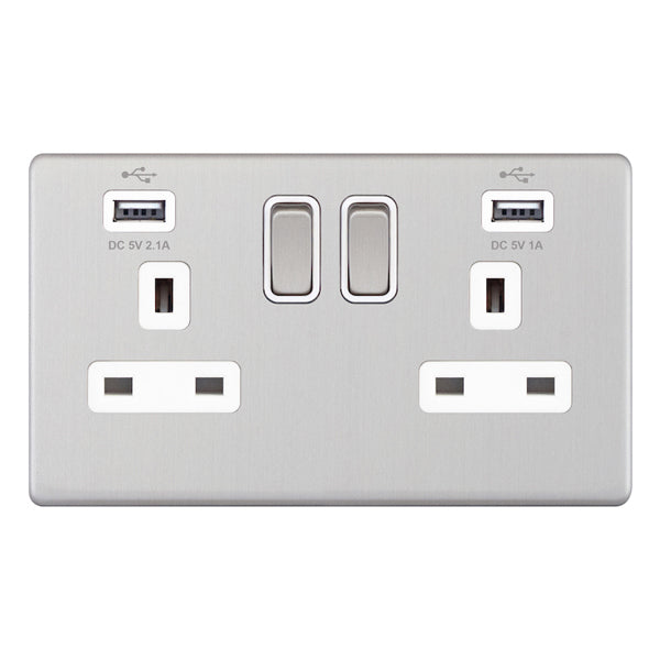 13A 2 Gang USB-C Switched Sockets