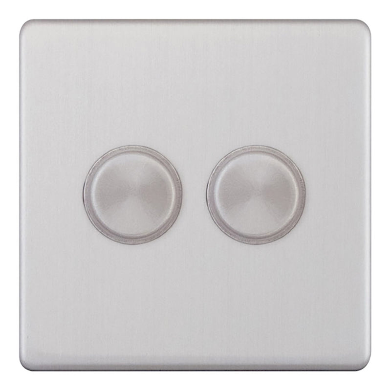 Satin Chrome 2 Gang 2 Way Dimmer Switch