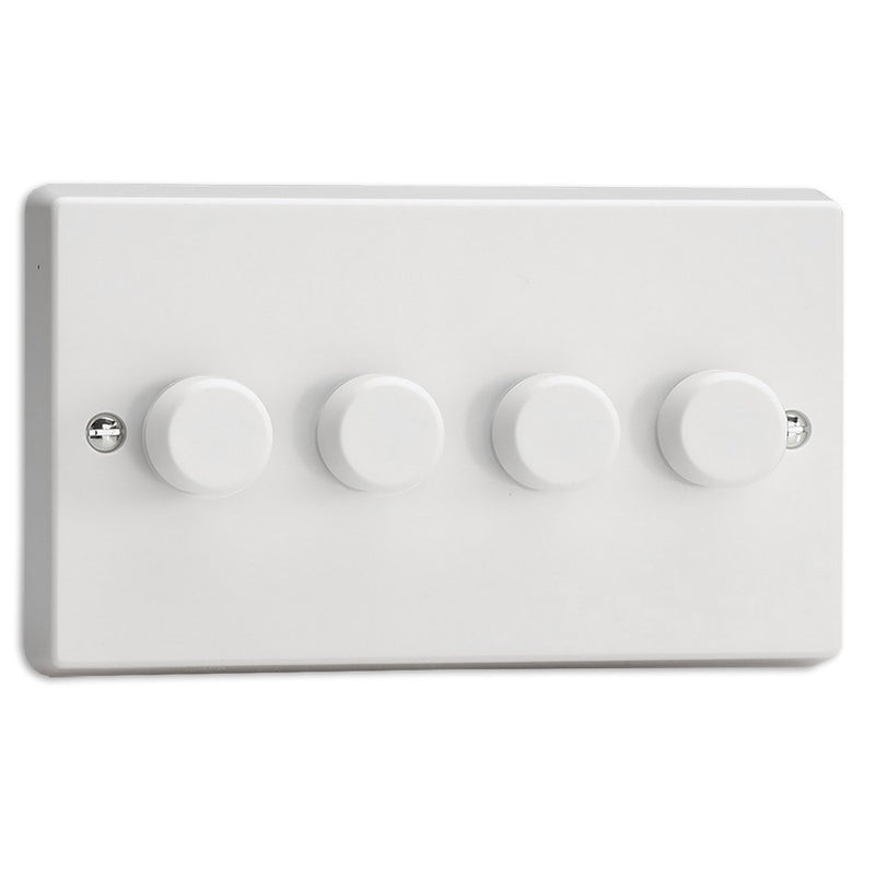 Varilight 4 Gang 2-Way Push-On/Off Rotary LED Dimmer 4x 0-120W White