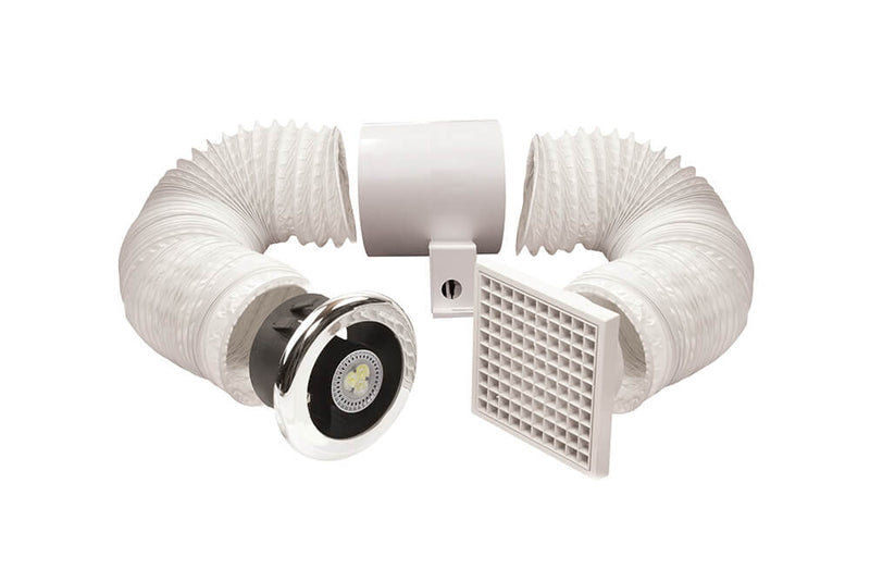 Airvent 100mm LED Shower Fan & Light Kit With Timer