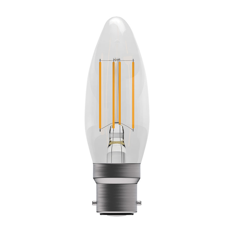 4W LED Filament Clear Candle - BC, 2700K