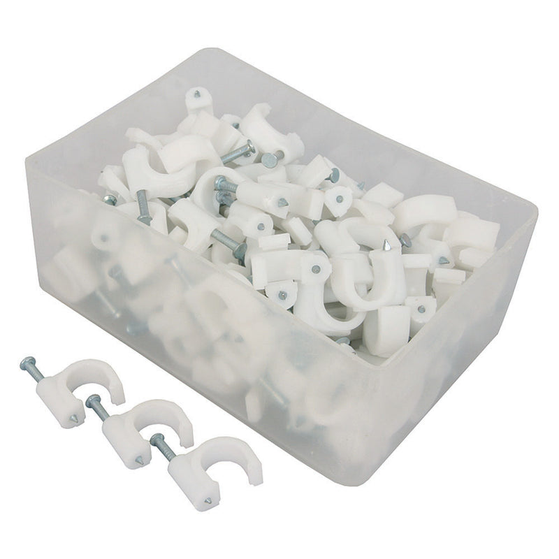 Round Cable Clips 4.0mm White - 100 IN BOX - SOLD BY BOX