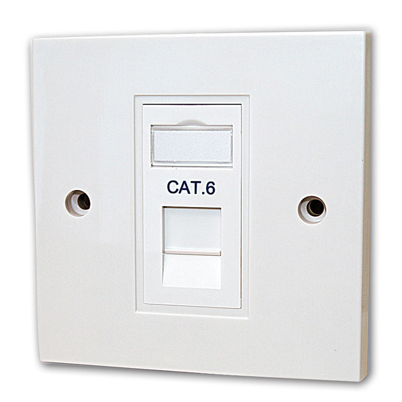 1 Gang CAT6 RJ45 Outlet Plate - White