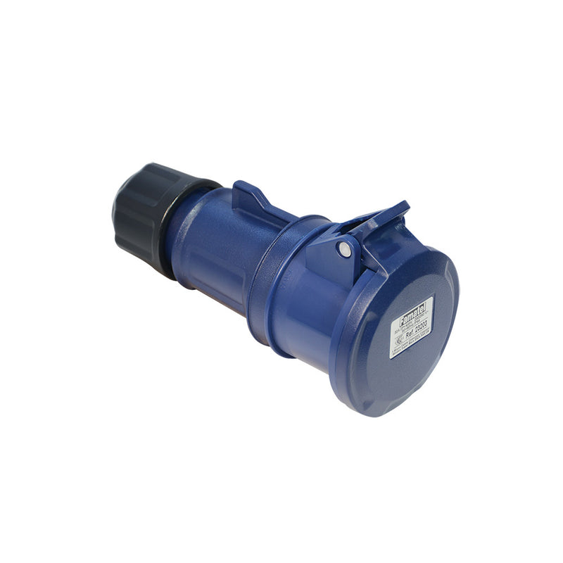 Famatel 16A 240V 2P+E Blue BS4343 IP44 Weatherproof Industrial Connector