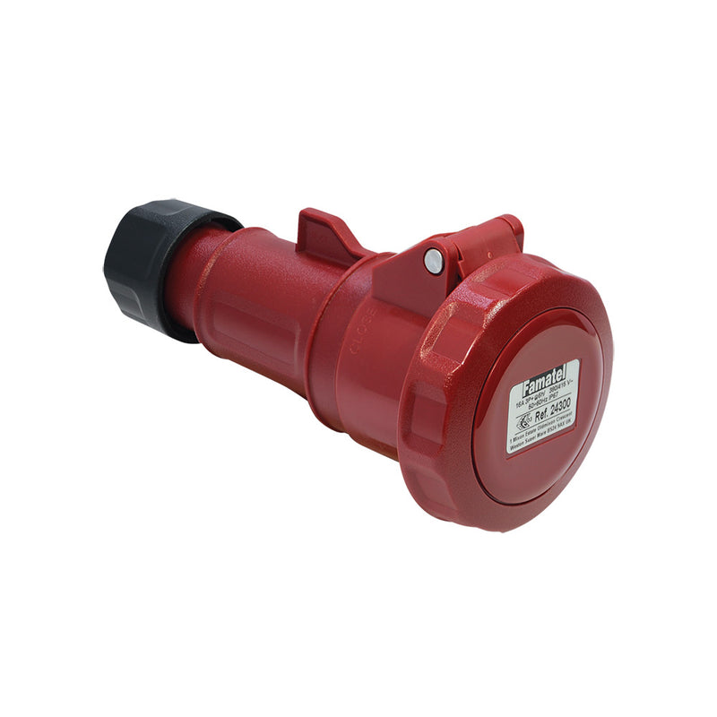 Famatel 16A 415V 3P+E Red BS4343 IP44 Weatherproof Industrial Connector