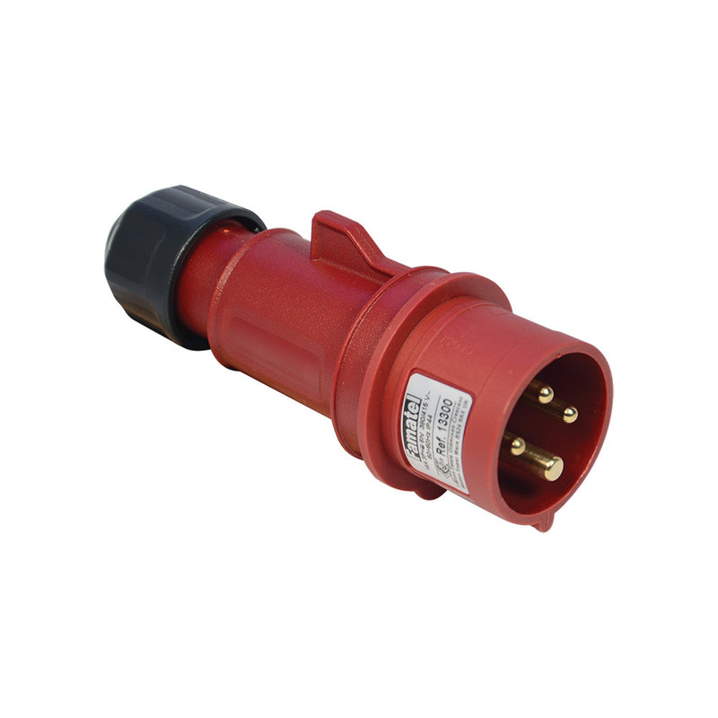 Famatel 32A 240V 3P+N+E Red BS4343 IP44 Weatherproof Outdoor Industrial Plug