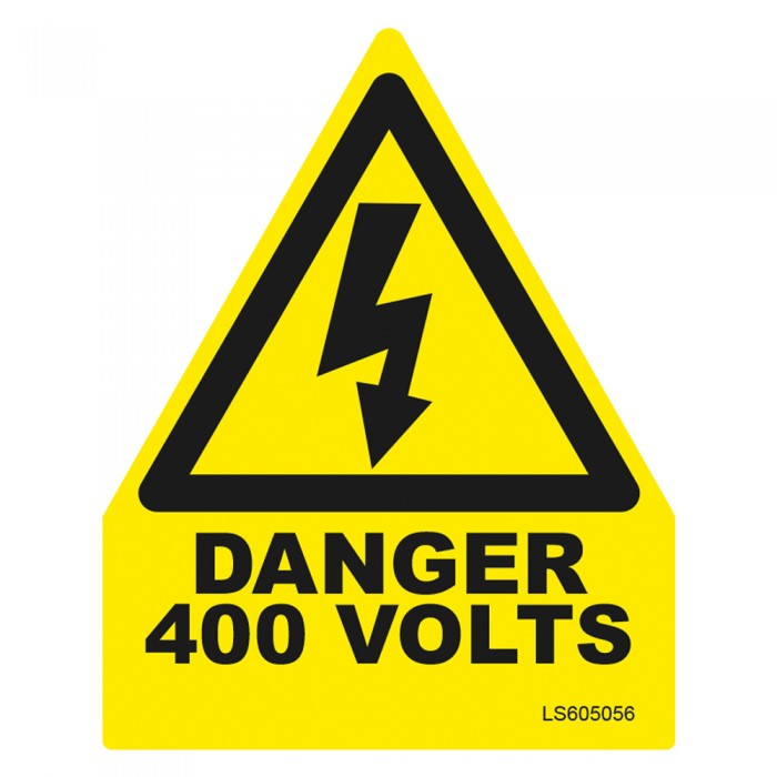 Danger 400 Volts Yellow & Black Safety Adhesive Label Sign Sticker